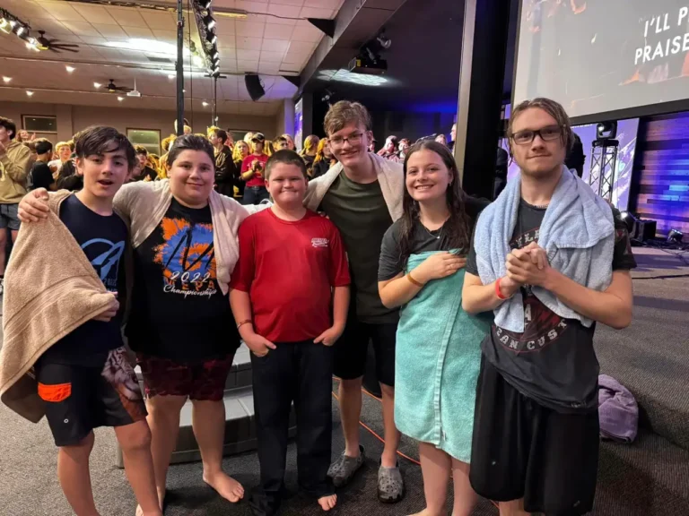 Teens gathered together during a youth retreat