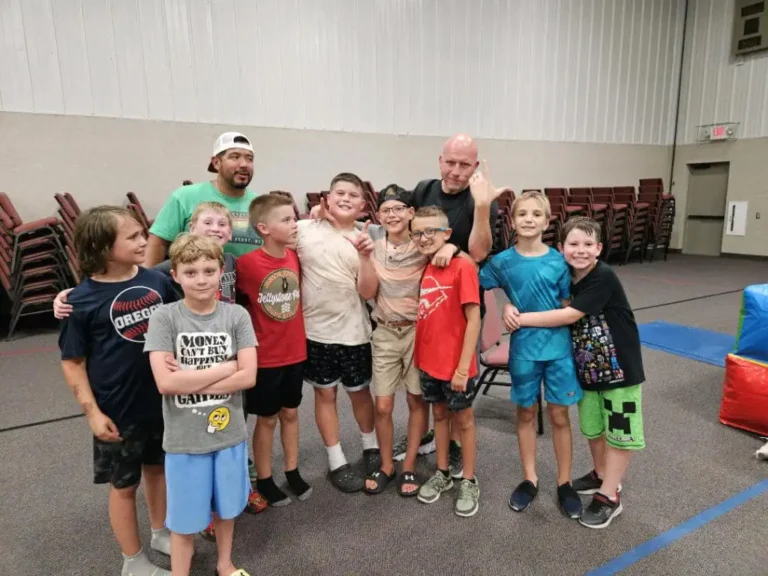 Multi-generational group enjoying time together at a family retreat center